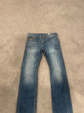 True Religion Men's Light Blue Straight Jeans